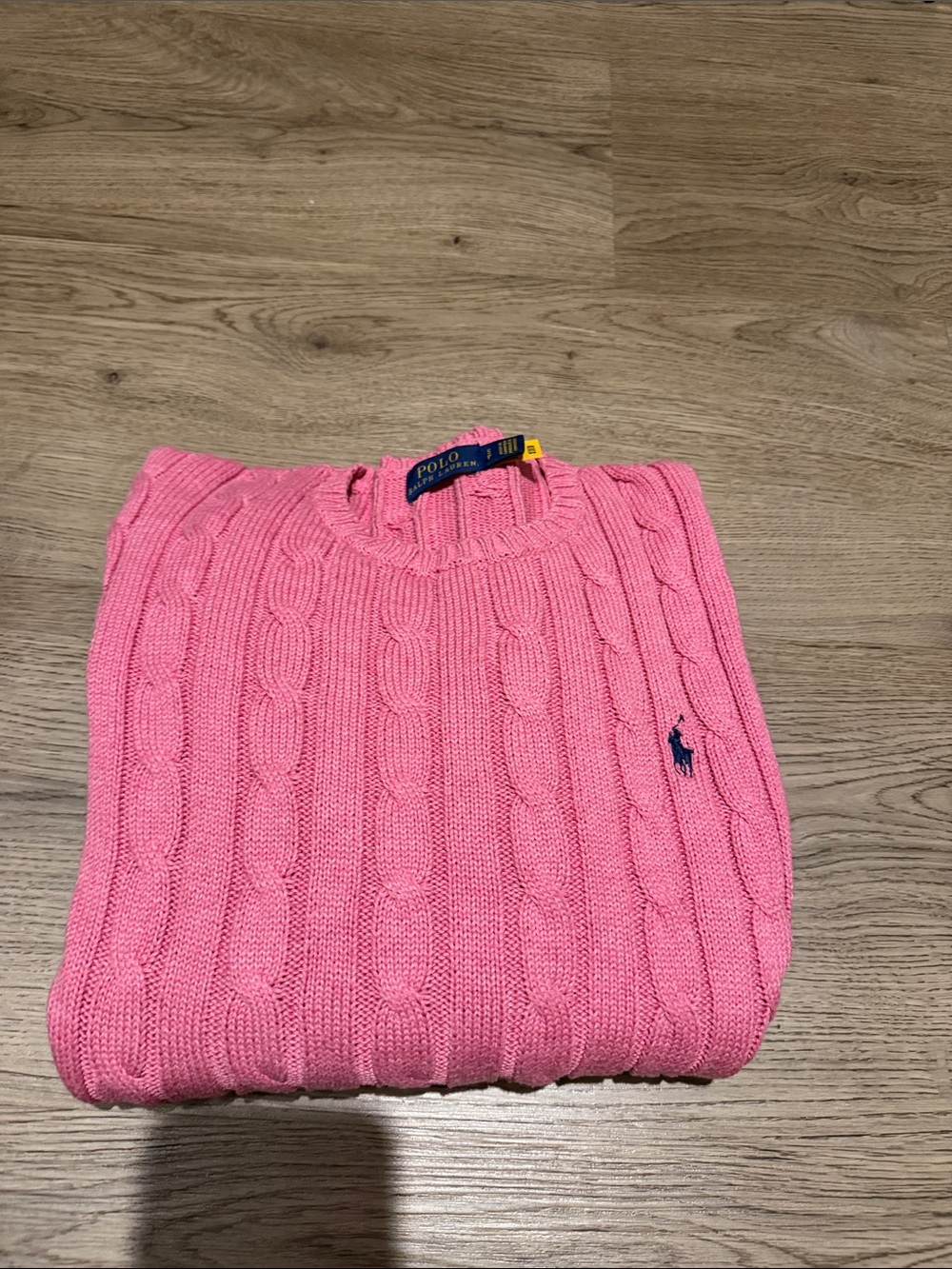 Polo by Ralph Lauren Hot Pink Cable-Knit Crewneck Sweater